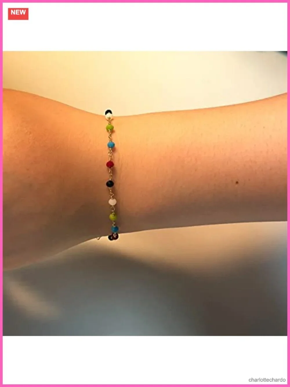 Dainty 18K Gold Plated Chain Bracelet Layered Crystal Charm Stackable